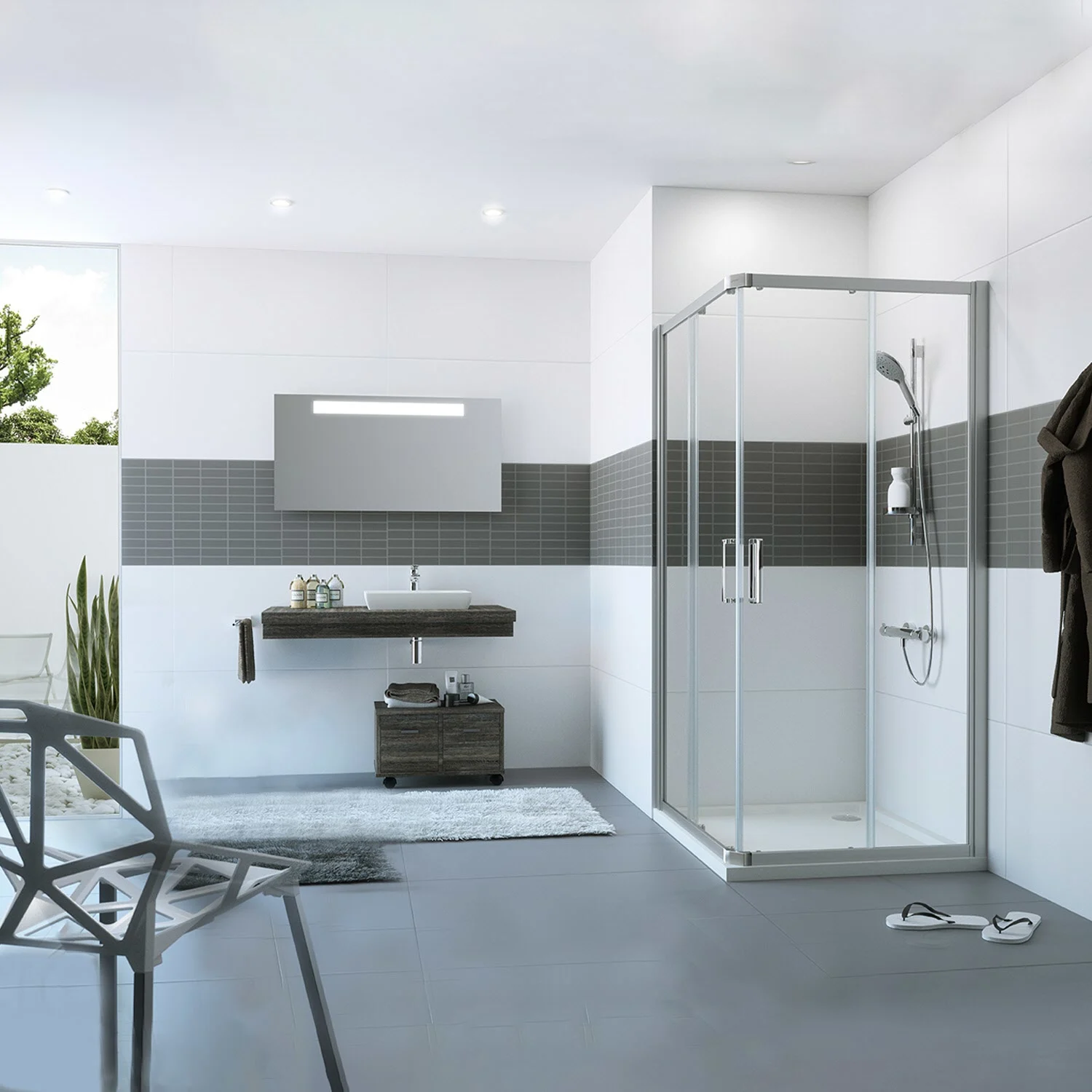 HÜPPE Classics 2 Gleittüreckeinstieg 2-teilig 80/80 x 190 cm, Glas mit Anti-Plaque Bild 7