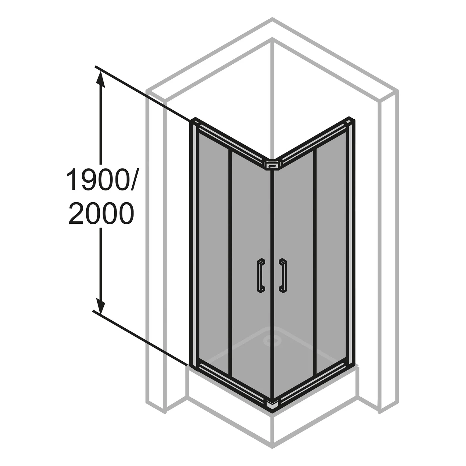 HÜPPE Classics 2 Gleittüreckeinstieg 2-teilig 80/80 x 190 cm, Glas mit Anti-Plaque Bild 5