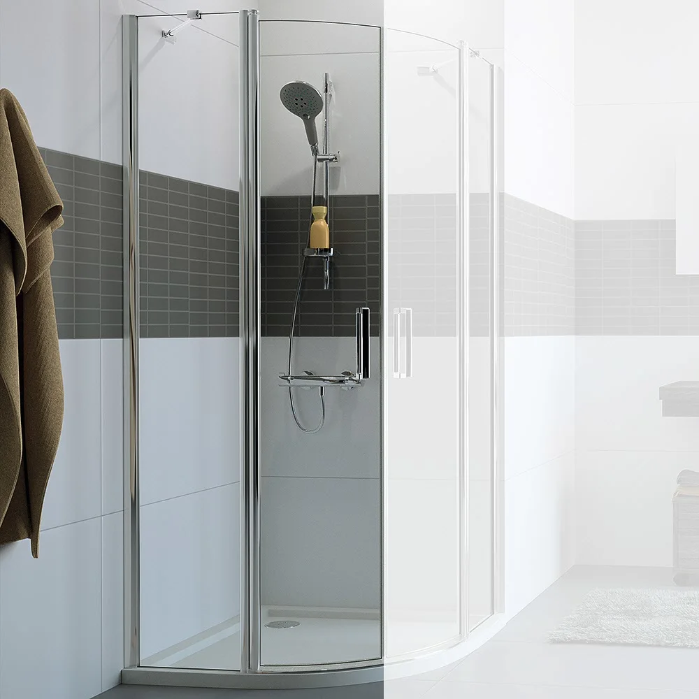 HÜPPE Classics 2 1/4 Kreis Schwingtür mit Festteil 90 x 200 cm, R= 55 cm, Glas mit Anti-Plaque