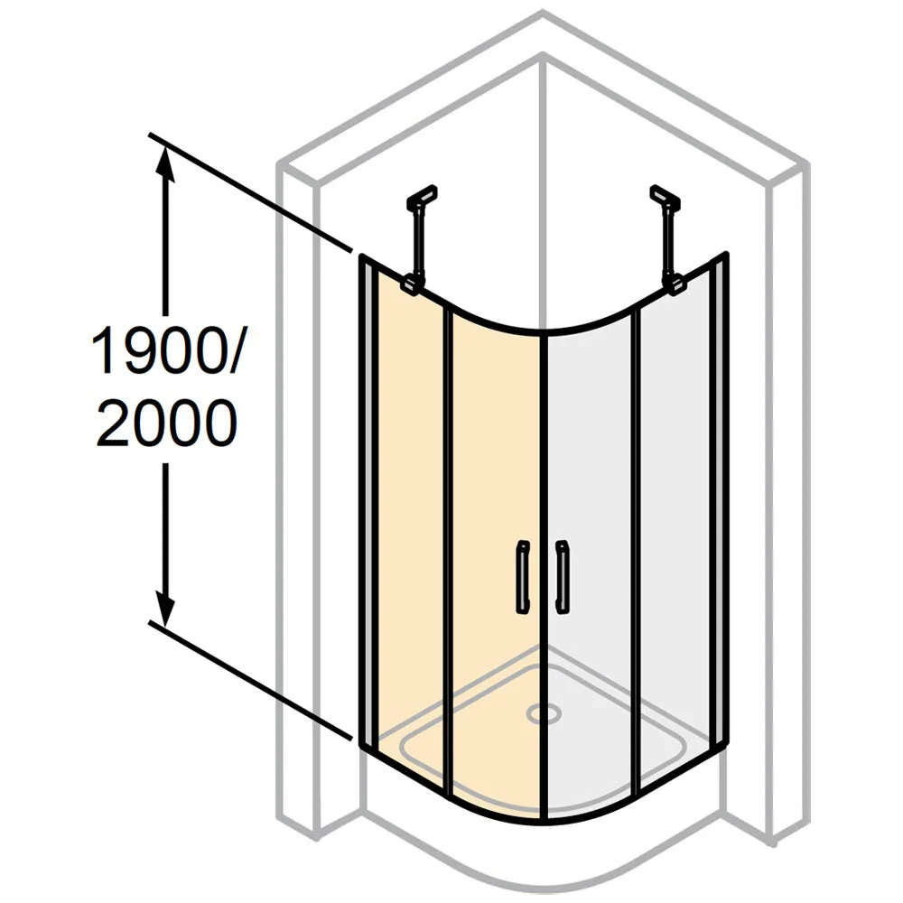 HÜPPE Classics 2 1/4 Kreis Schwingtür mit Festteil 90 x 200 cm, R= 55 cm, Glas mit Anti-Plaque Bild 5