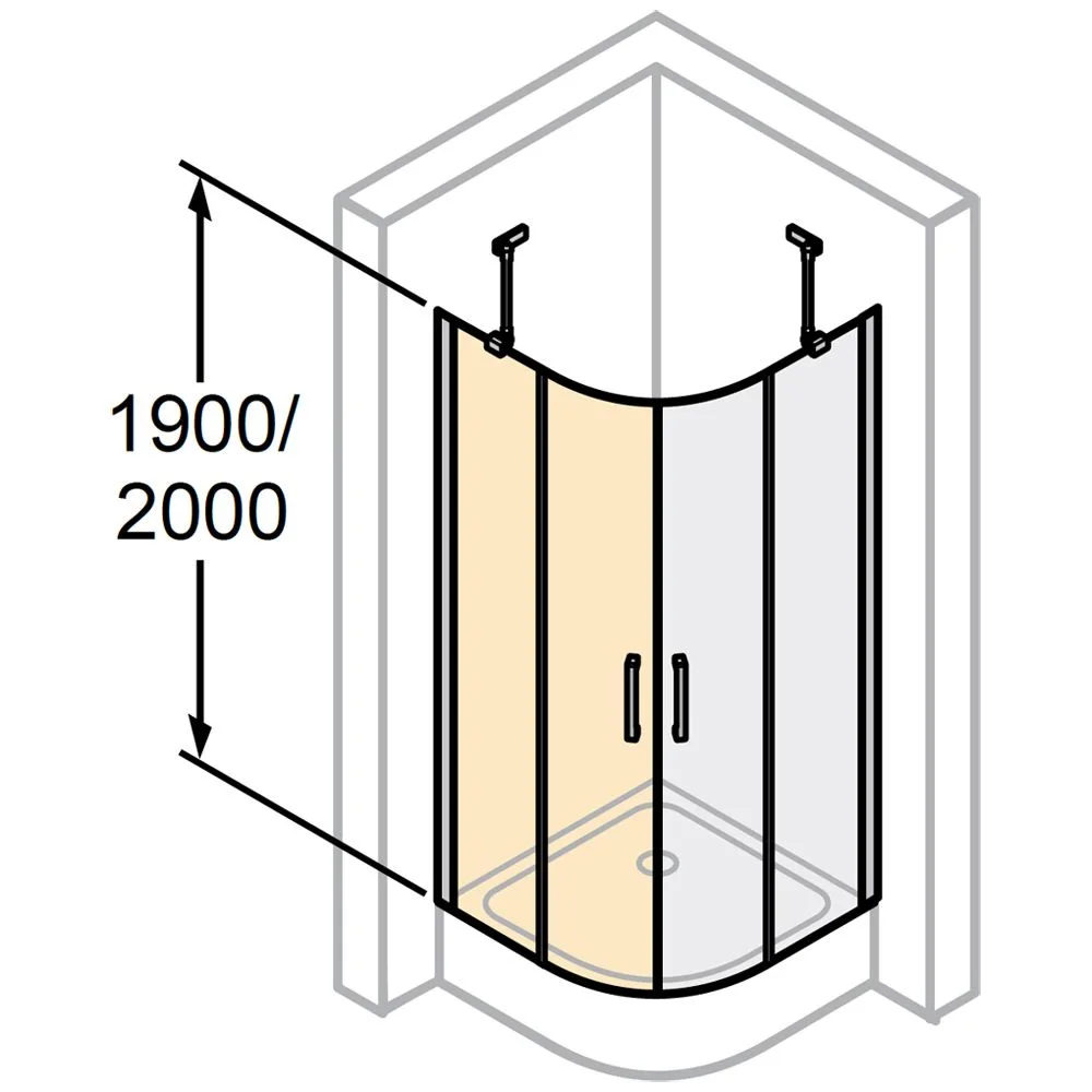 HÜPPE Classics 2 1/4 Kreis Schwingtür mit Festteil 90 x 200 cm, R= 55 cm, Glas ohne Anti-Plaque Bild 5