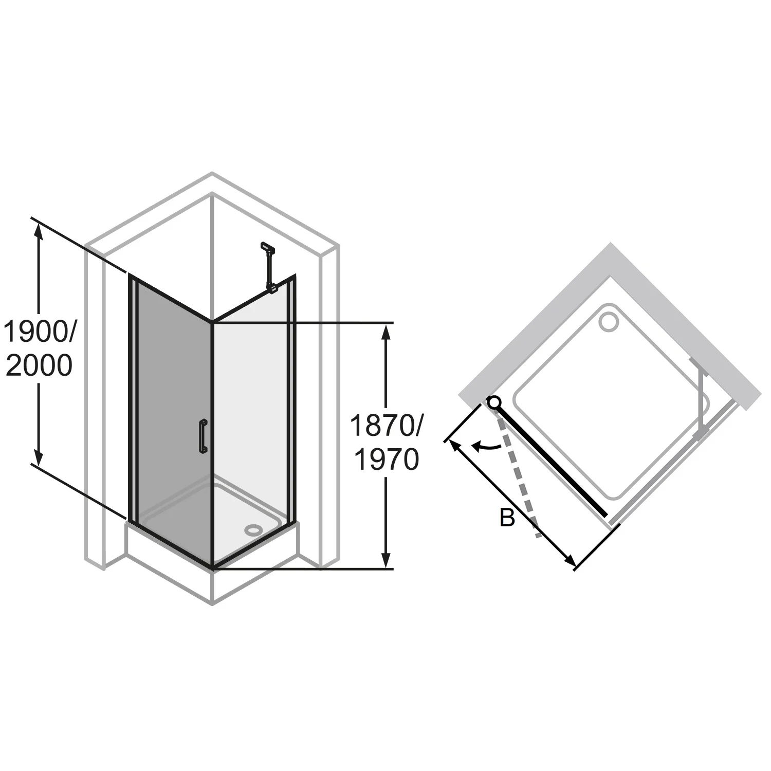 HÜPPE Classics 2 Schwingtür für Seitenwand/Eckeinstieg im Sondermaß, Glas ohne Anti-Plaque Bild 5