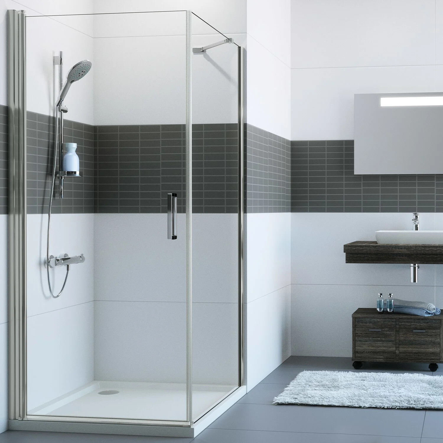 HÜPPE Classics 2 Seitenwand in Flucht für Schwingtür 20-59,9 x 50-200cm, Glas ohne Anti-Plaque