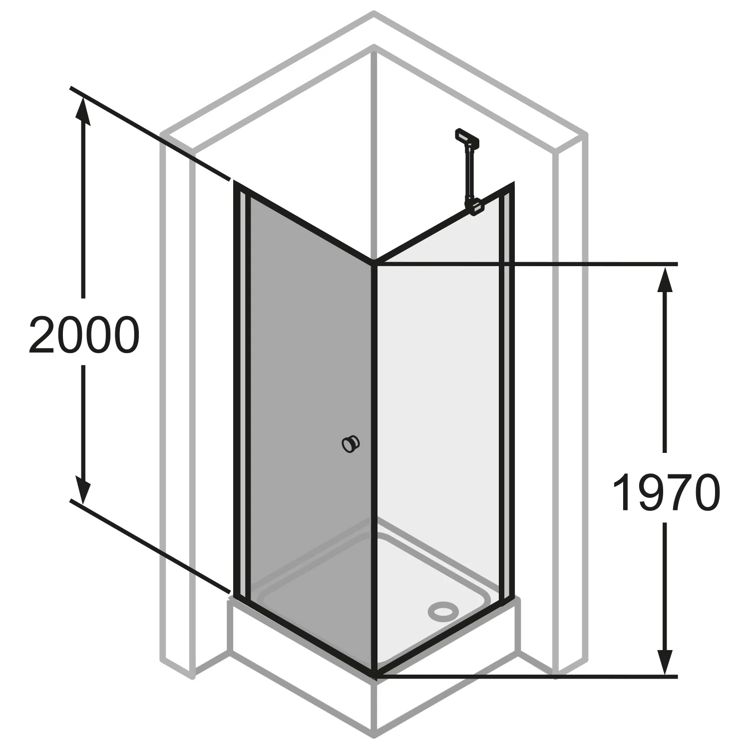 HÜPPE Pulsano 4-Eck Schwingtür für Seitenwand/Eckeinstieg 80 x 200 cm, Glas ohne Anti-Plaque Bild 5