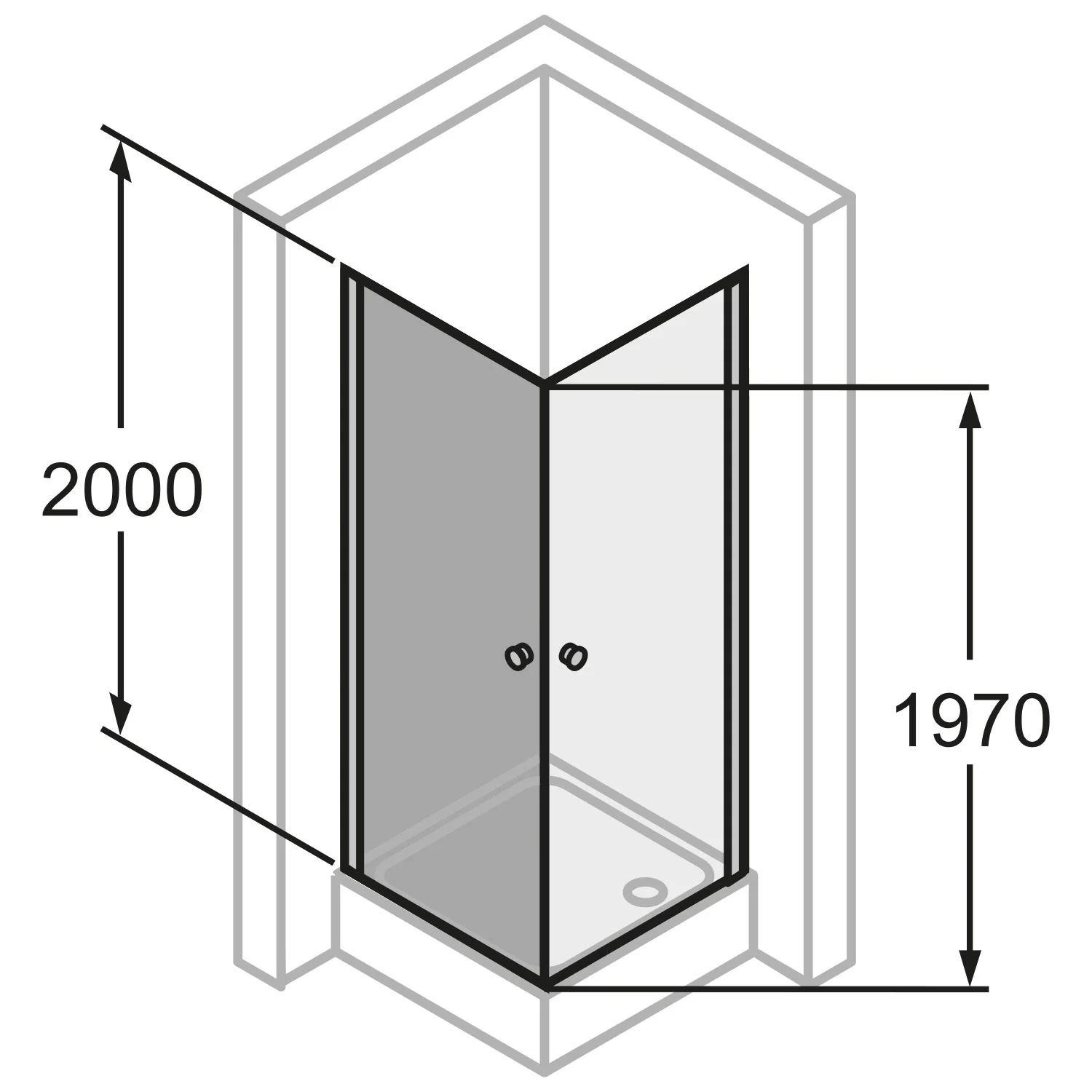 HÜPPE Pulsano 4-Eck Schwingtür für Seitenwand/Eckeinstieg 100 x 200 cm, Glas mit Anti-Plaque Bild 10