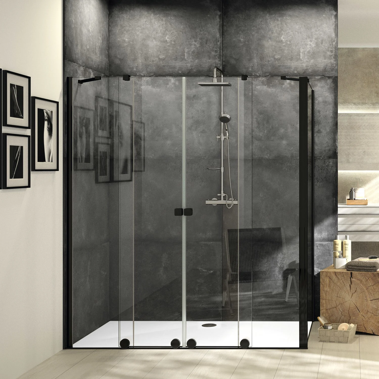 HÜPPE Xtensa pure 4-Eck Gleittüreckeinstieg 2-teilig 100 cm, Linksbefestigung Bild 2