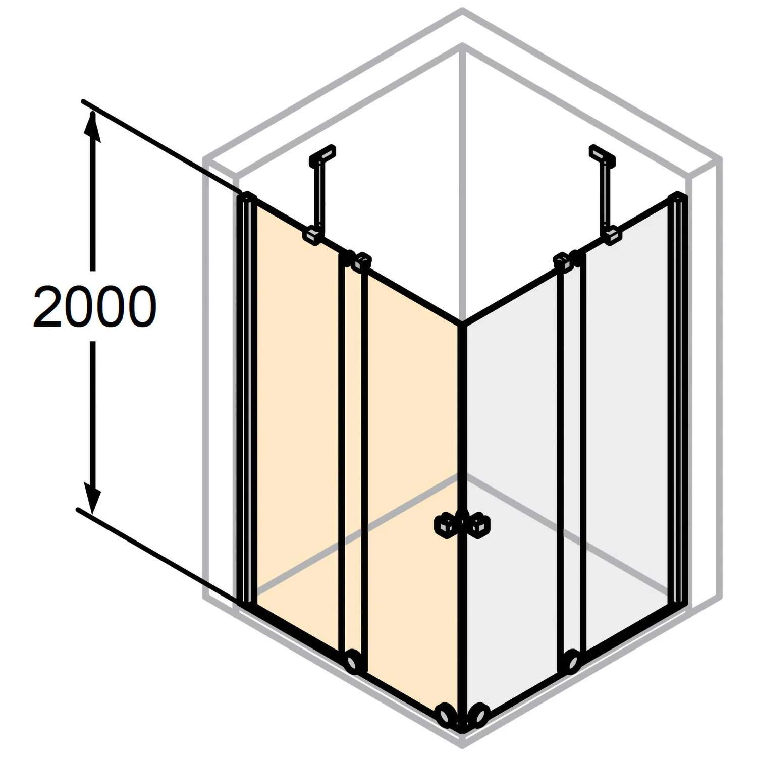 HÜPPE Xtensa pure 4-Eck Gleittüreckeinstieg 2-teilig 100 cm, Linksbefestigung Bild 5