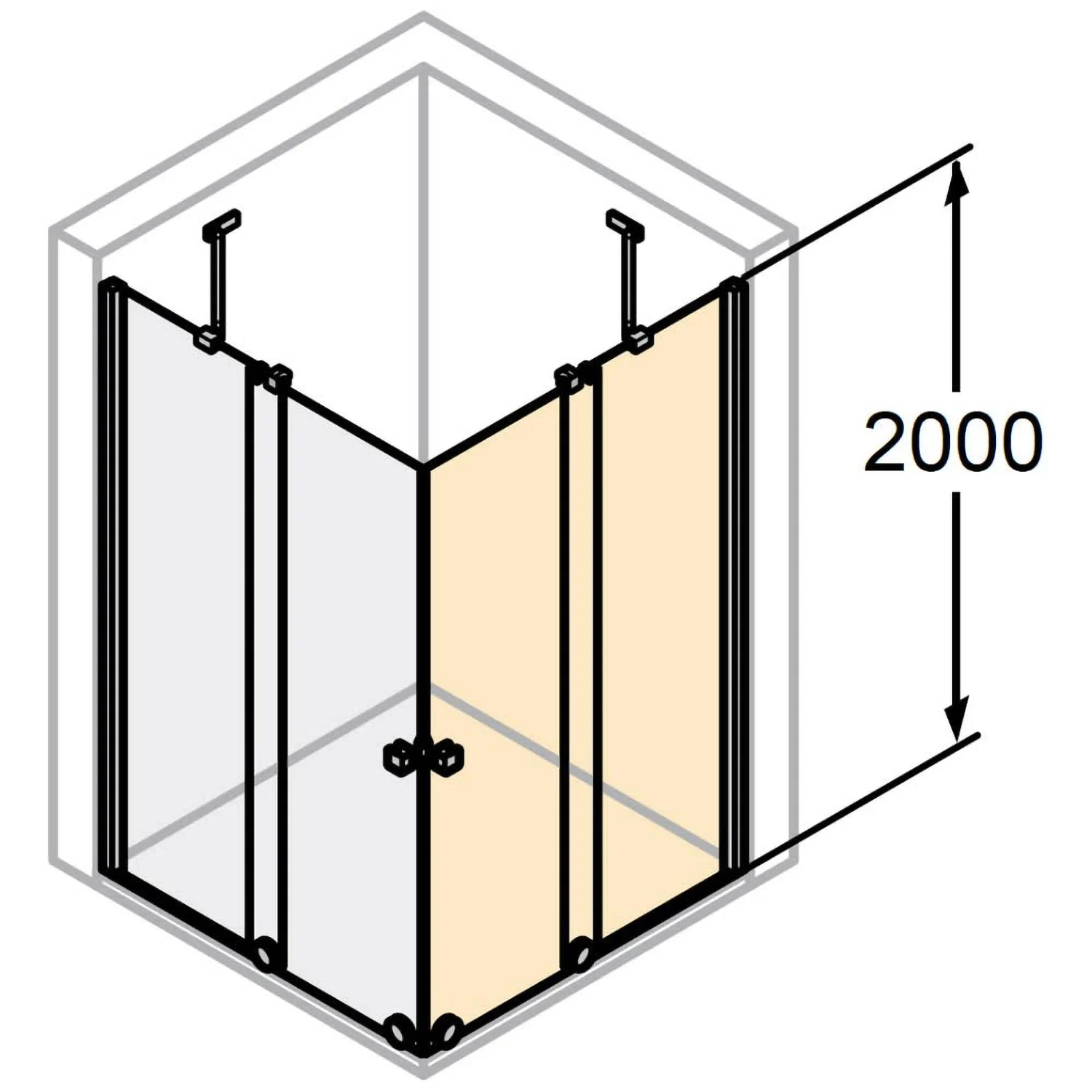 HÜPPE Xtensa pure 4-Eck Gleittüreckeinstieg 2-teilig 100 cm, Rechtsbefestigung Bild 5