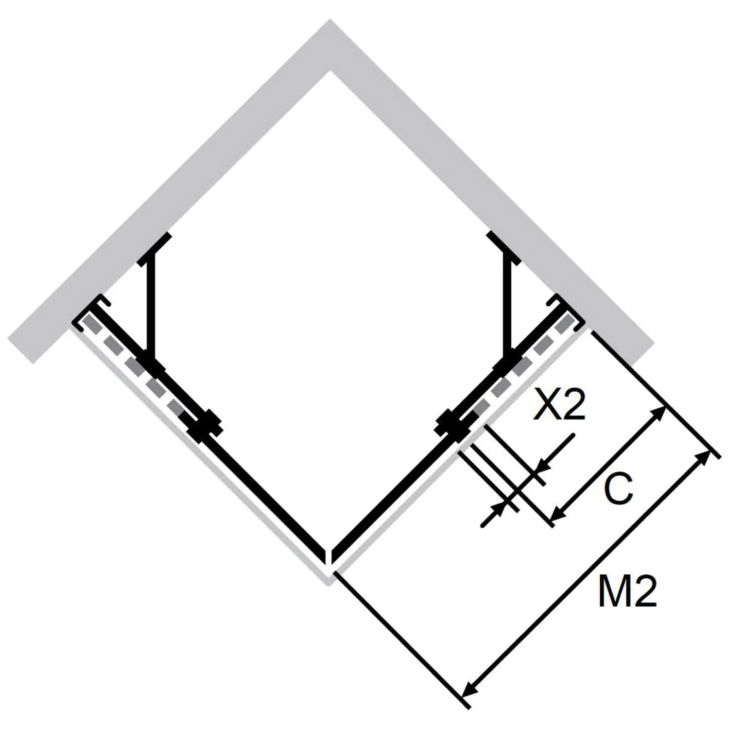 HÜPPE Xtensa pure 4-Eck Gleittüreckeinstieg 2-teilig 100 cm, Rechtsbefestigung Bild 6