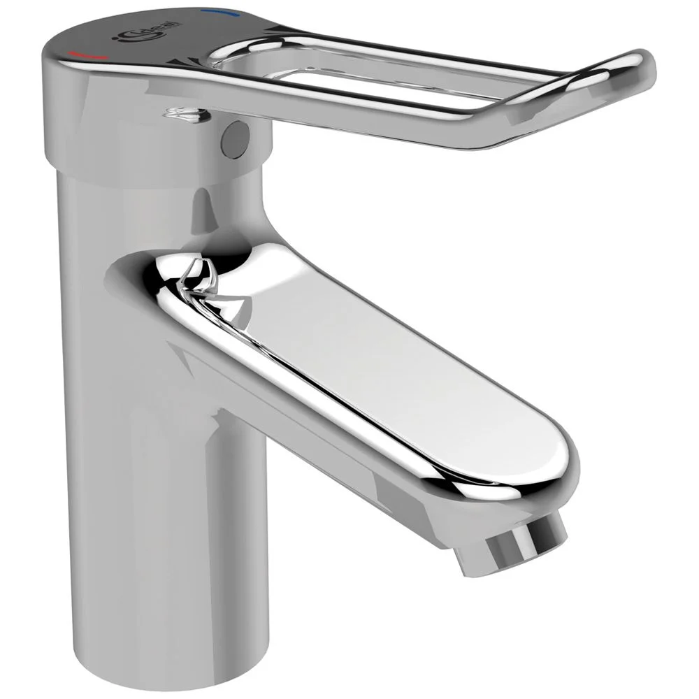 Chromowana bateria widok z boku na białym tle, Ideal Standard