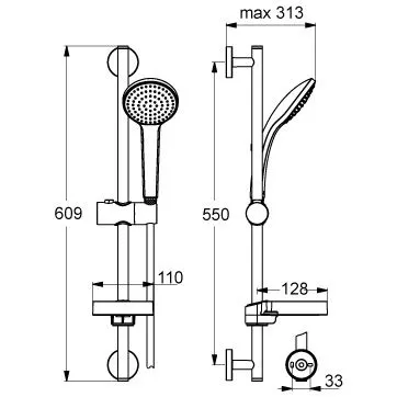 Zestaw prysznicowy Ideal Standard Idealrain M1 z ręczną głowicą prysznicową, 60 cm Zdjęcie 2