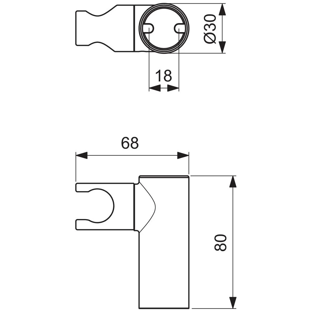 Rysunek techniczny części armatury z wymiarami, Ideal Standard
