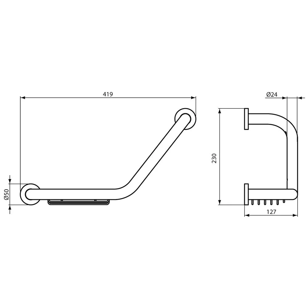 Rysunek techniczny uchwytu z wymiarami, Ideal Standard