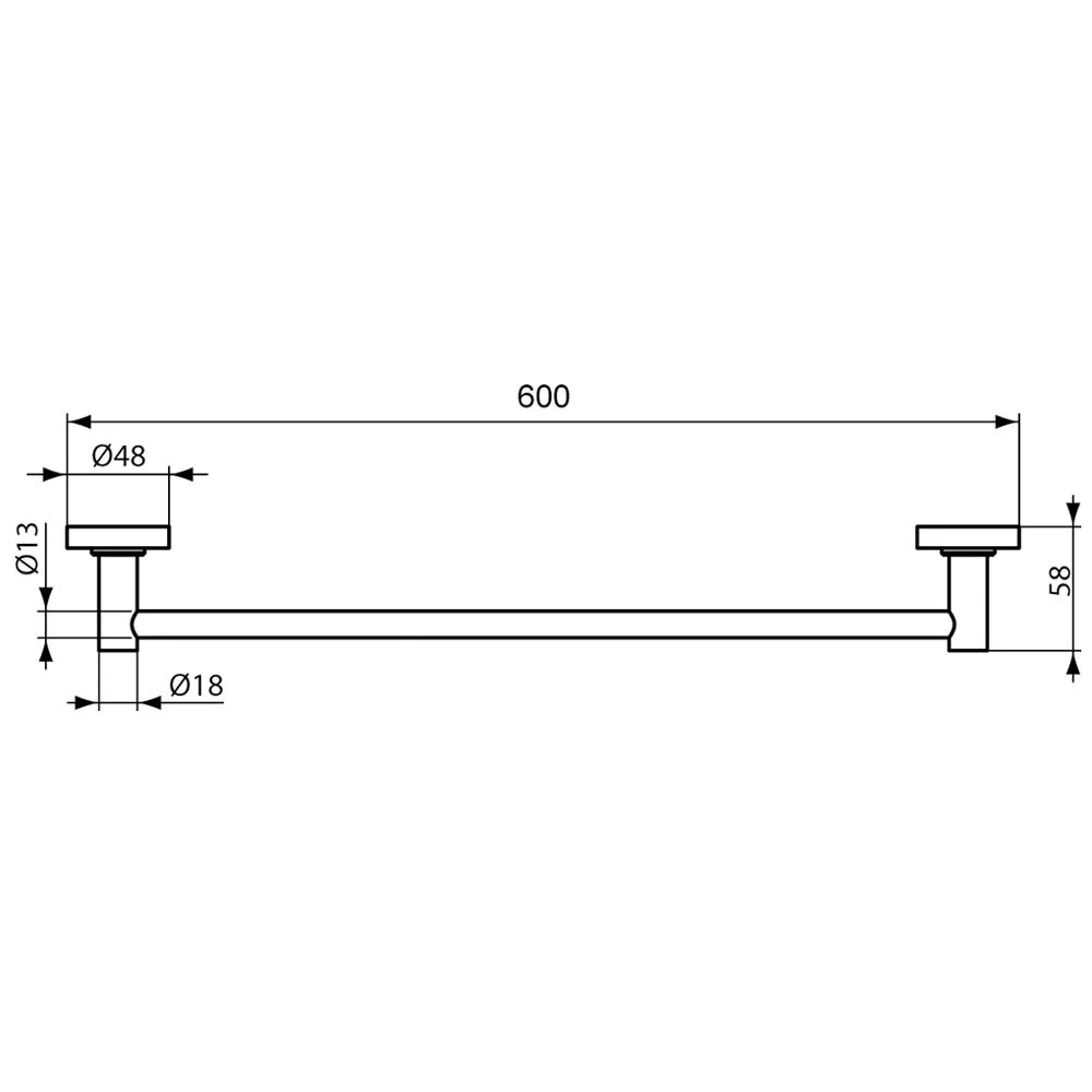 Rysunek techniczny uchwytu na ręczniki 600 mm, Ideal Standard