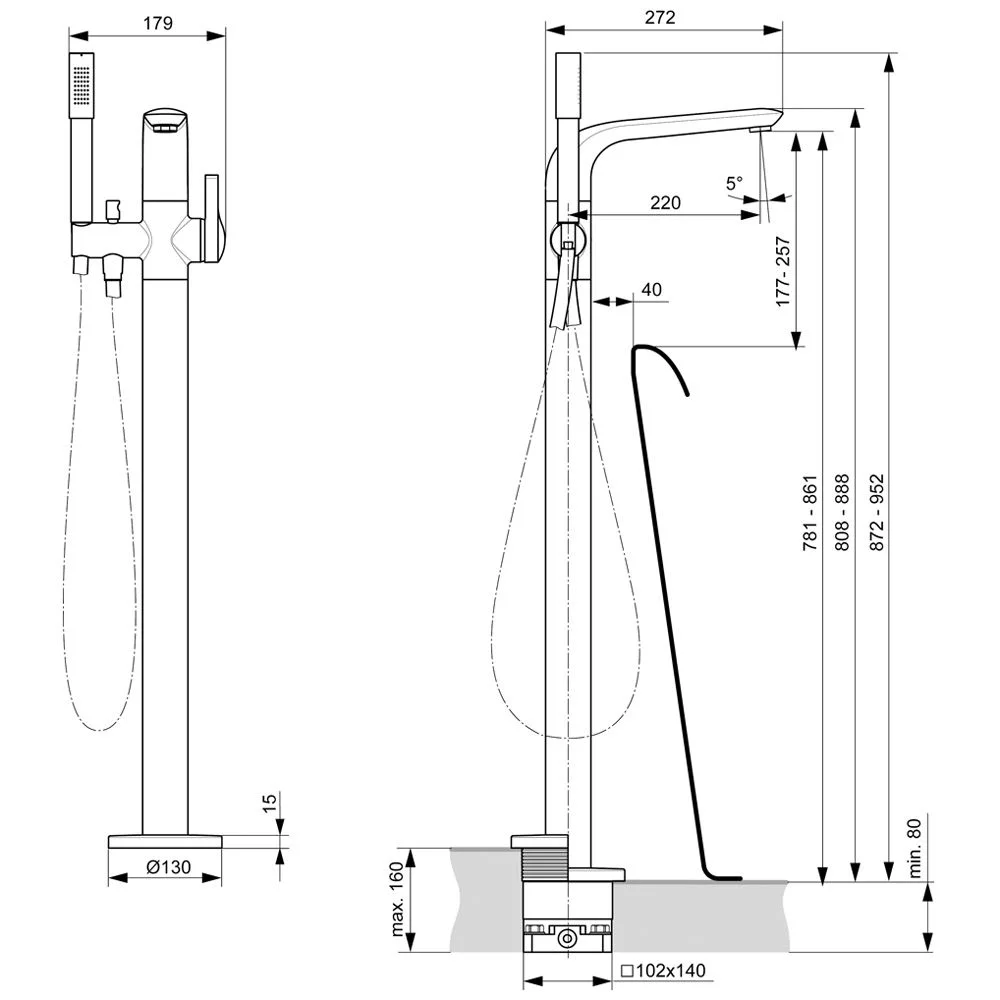 Ideal Standard Melange freistehende Einhebel-Wannenarmatur Bausatz 2 Bild 3