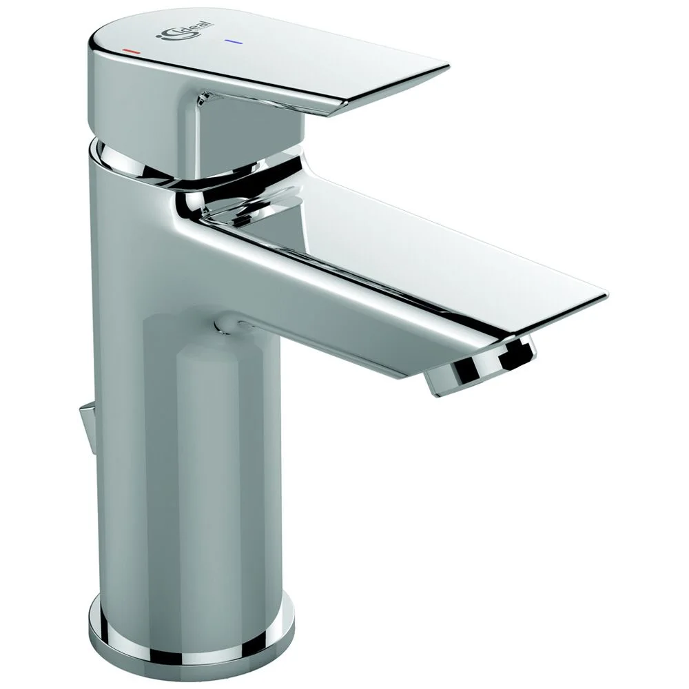 Chromowana bateria umywalkowa w widoku bocznym, Ideal Standard