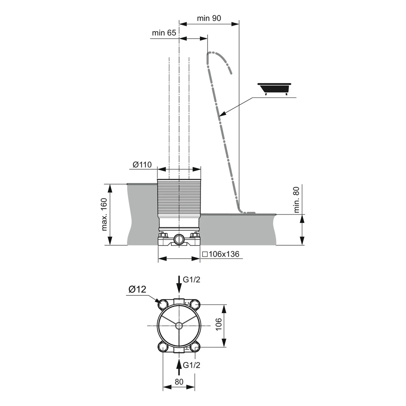 Ideal Standard Bausatz 1 für freistehende Wannenarmaturen Bild 3