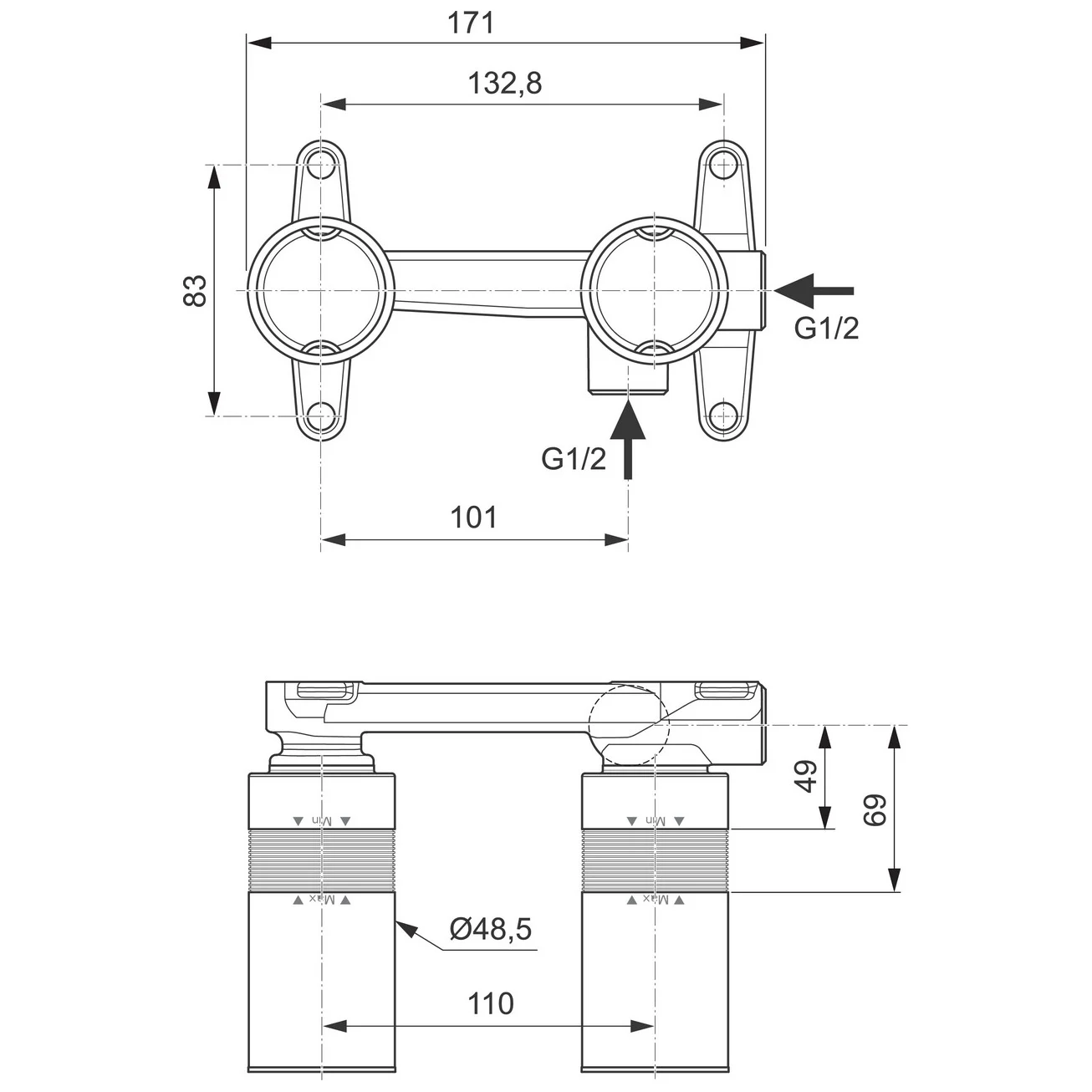 Ideal Standard Unterputz-Bausatz 1 für Wand-Waschtischarmaturen Bild 4