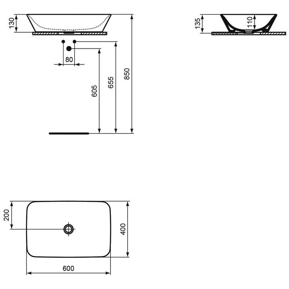 Ideal Standard Connect Air Aufsatzschale 60 x 40 cm Bild 2
