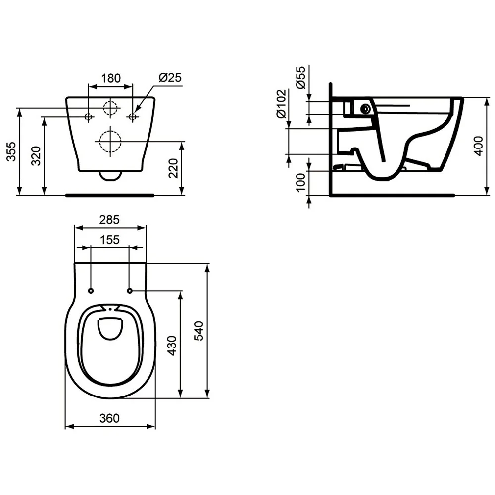 Ideal Standard Connect Wand-WC spülrandlos Kombipaket mit WC-Sitz Bild 5