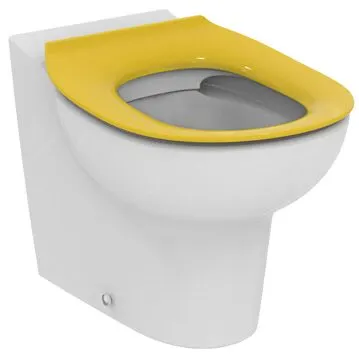 Toaleta z żółtym siedziskiem z widoku bocznego, Ideal Standard