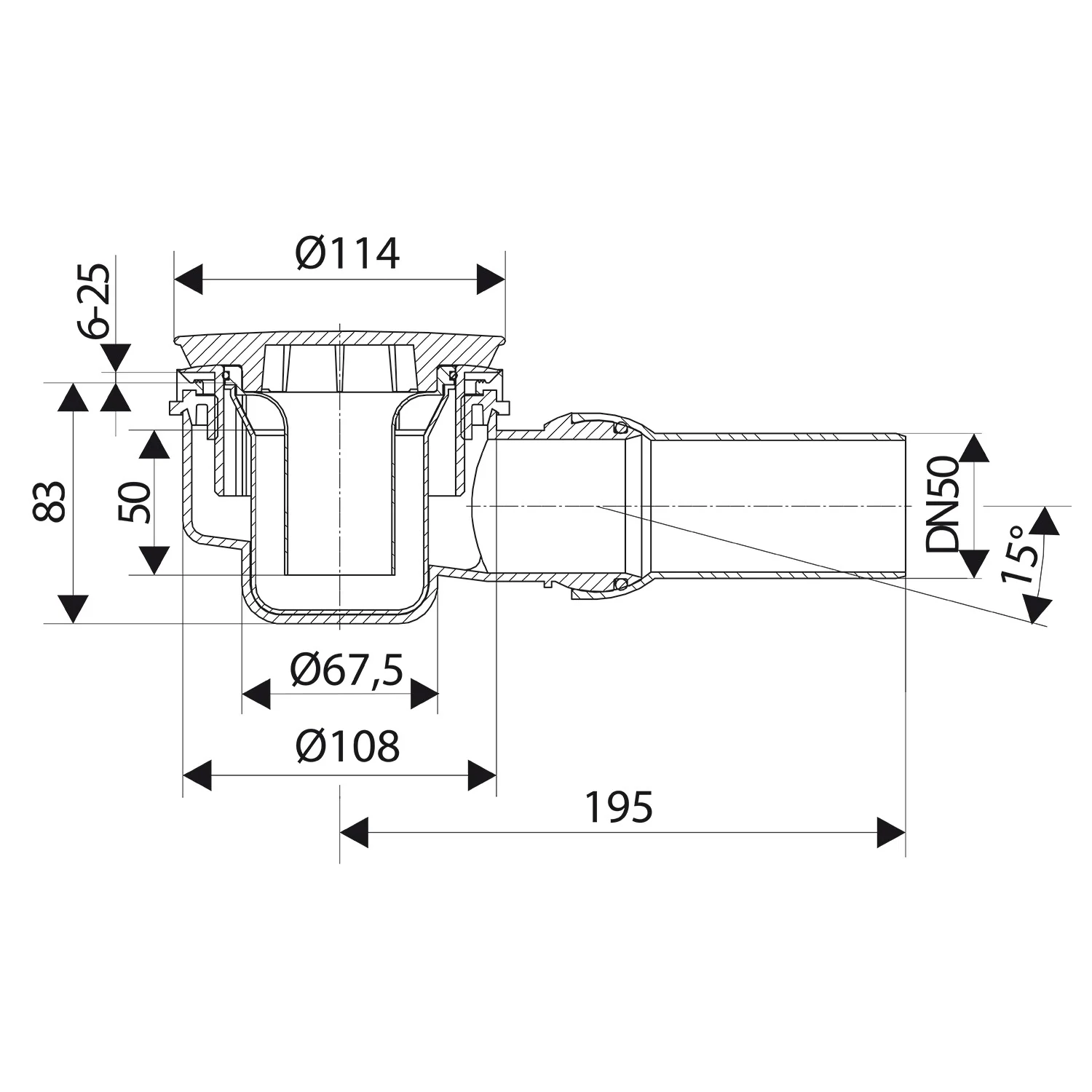Ideal Standard Ablaufgarnitur Dallmer Orio, Ablauf waagerecht Bild 2