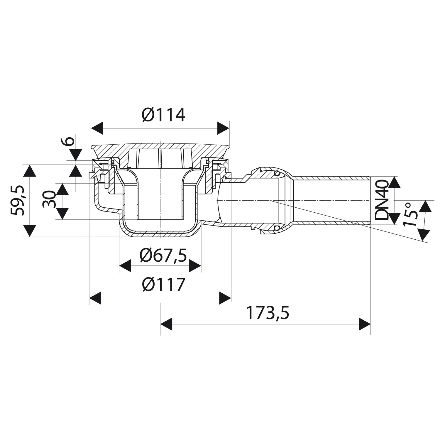 Ideal Standard Ablaufgarnitur Dallmer Orio, Ablauf waagerecht flach Bild 2