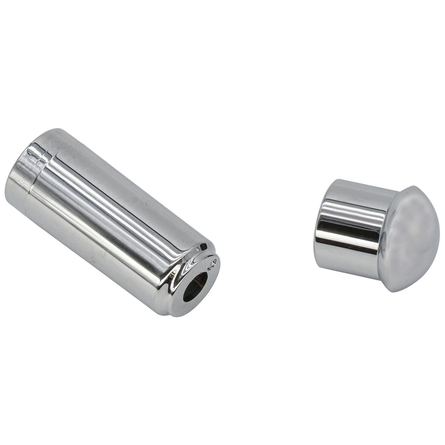 Dwa metalowe cylindry widok z przodu, błyszcząca powierzchnia, Ideal Standard