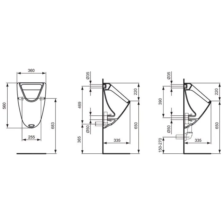 Ideal Standard Eurovit Urinal, Zulauf von hinten Bild 2