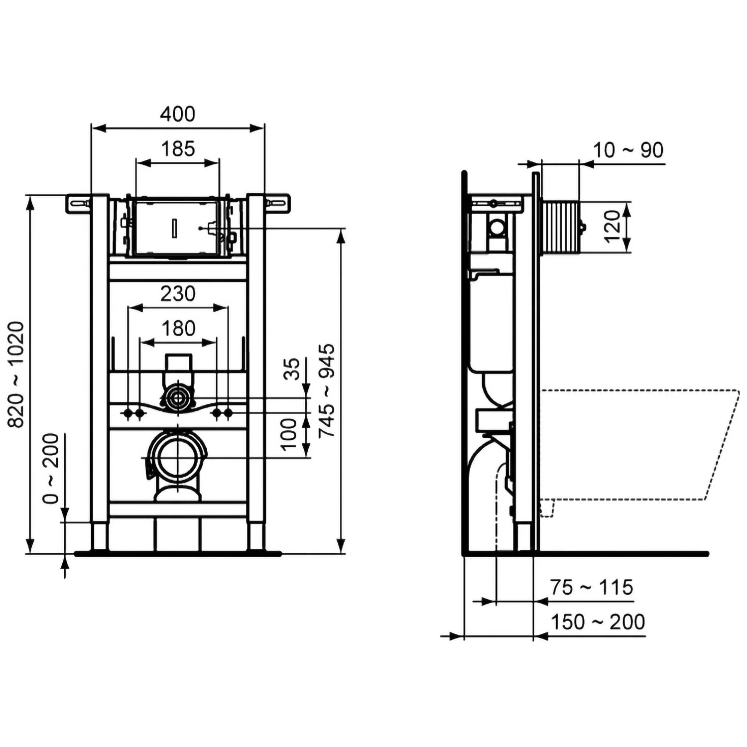 Ideal Standard ProSys WC-Element 150 M, mit UP-Spülkasten Bild 2