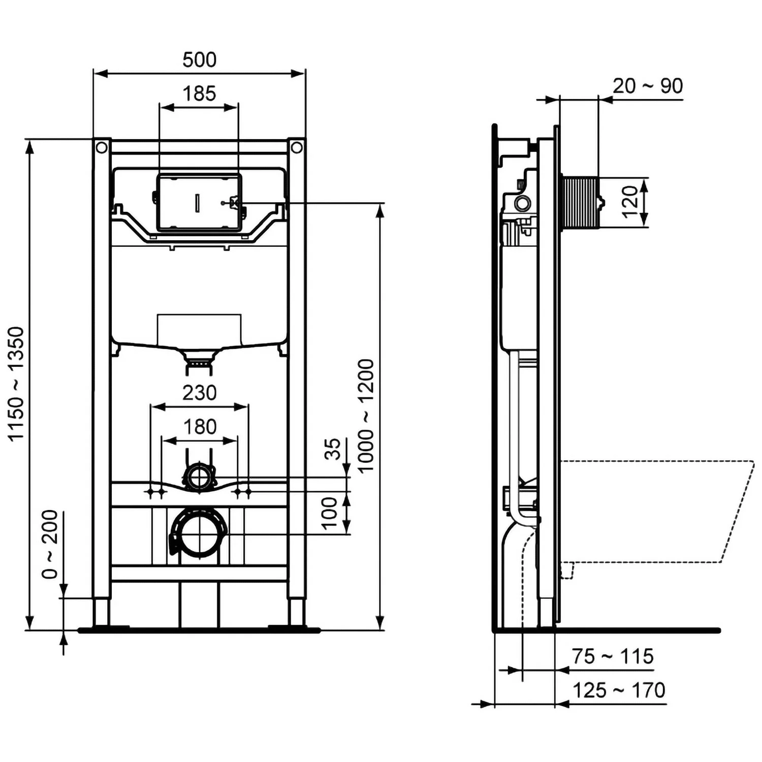 Ideal Standard ProSys WC-Element 120 M, mit UP-Spülkasten Bild 5