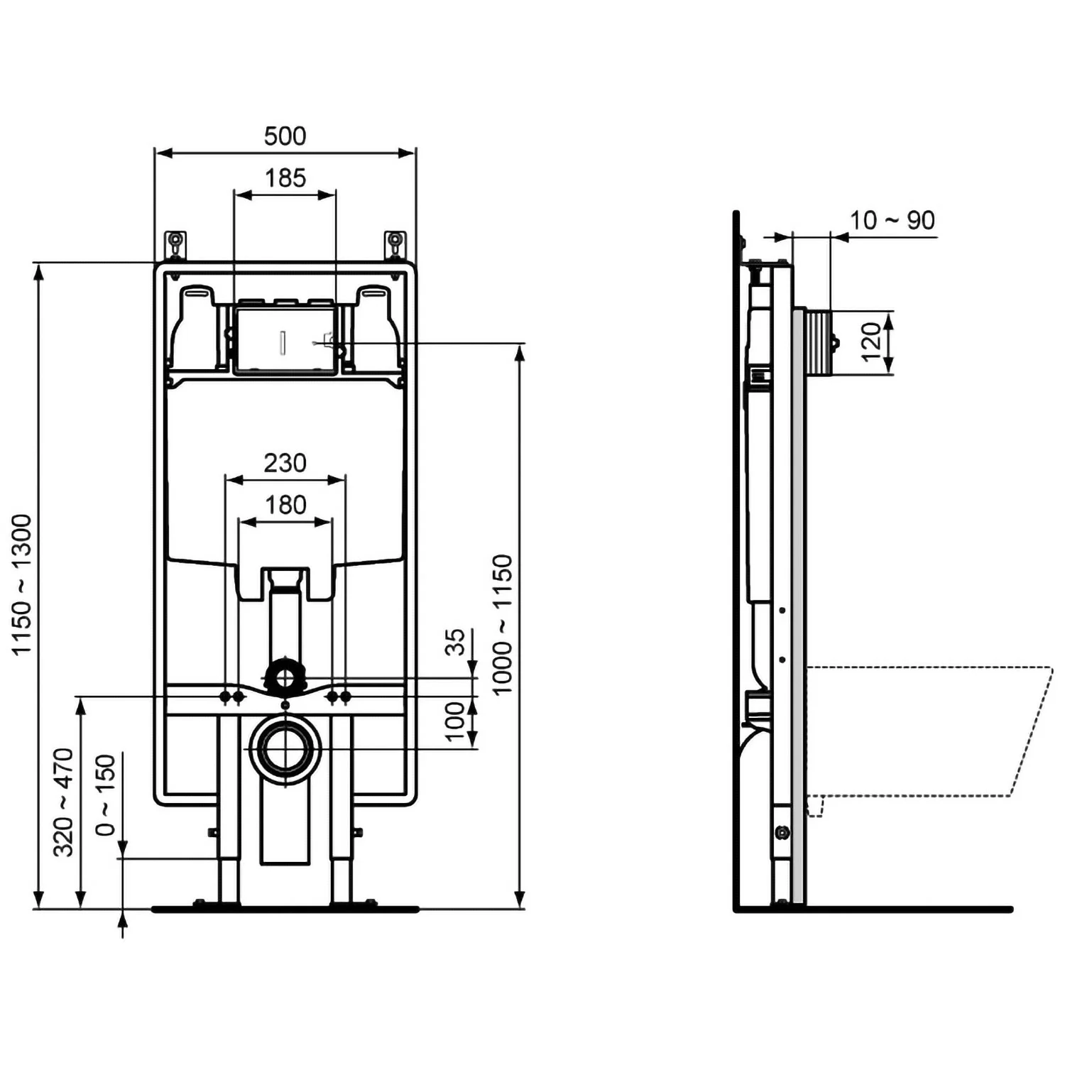 Ideal Standard ProSys WC-Element 80 M, mit UP-Spülkasten Bild 2