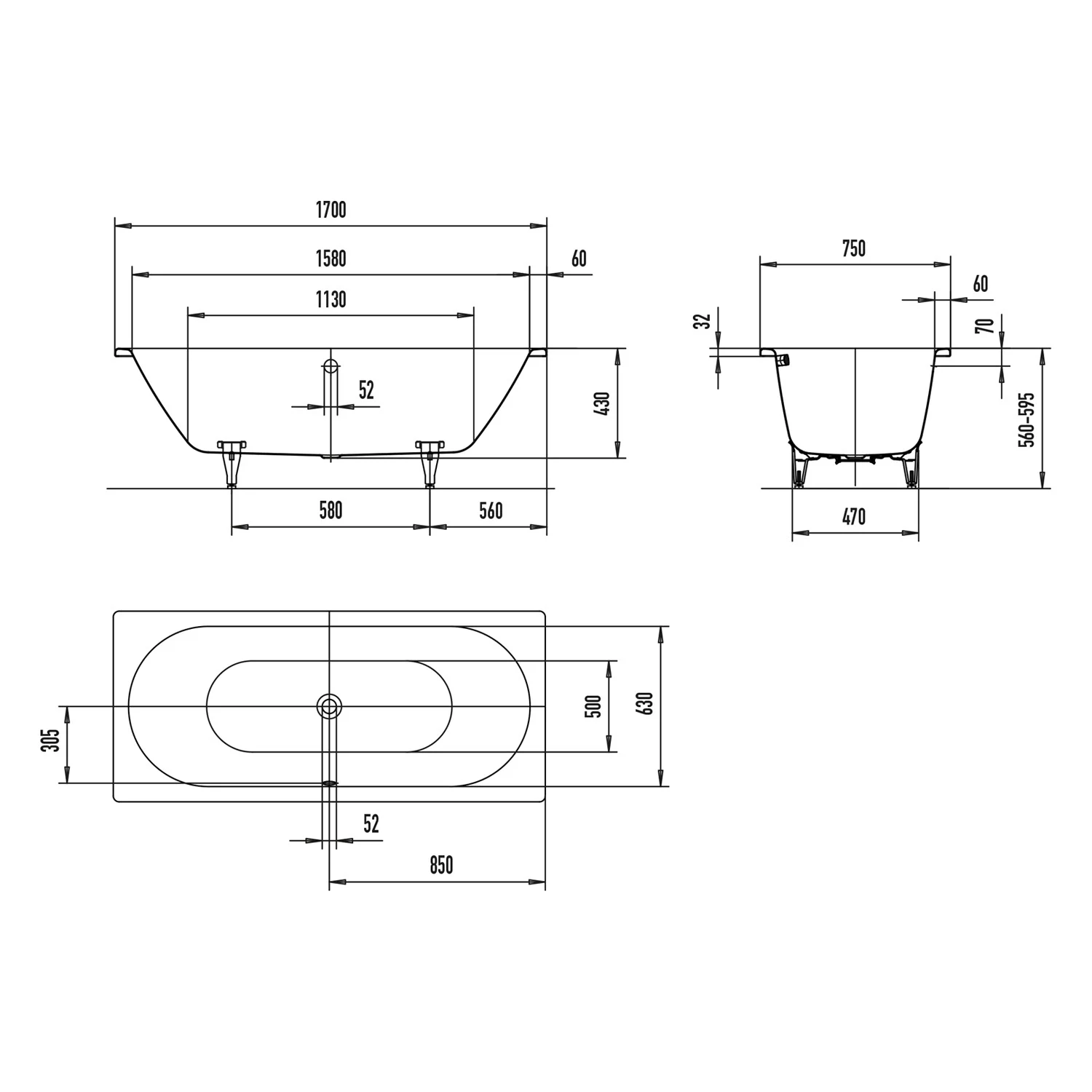 Kaldewei CLASSIC DUO Mod. 107 Badewanne 170 x 75 cm Bild 4