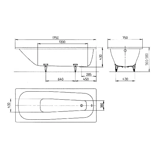 Kaldewei SANIFORM Mod. 374 Badewanne 175 x 75 cm Bild 4