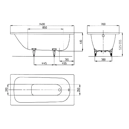 Kaldewei SANIFORM PLUS Mod. 360-1 Badewanne 140 x 70 cm Bild 4