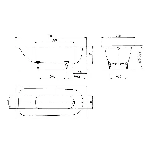Kaldewei SANIFORM PLUS Mod. 372-1 Badewanne 160 x 75 cm Bild 4