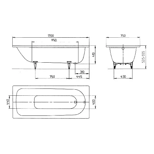 Kaldewei SANIFORM PLUS Mod. 373-1 Badewanne 170 x 75 cm Bild 4