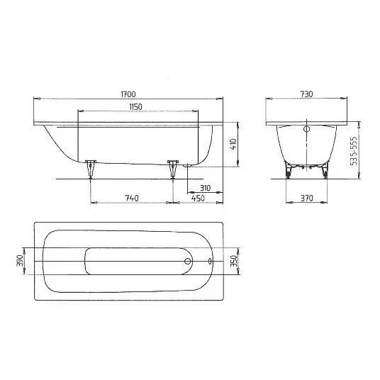 Kaldewei SANIFORM PLUS Mod. 371-1 Badewanne 170 x 73 cm Bild 4