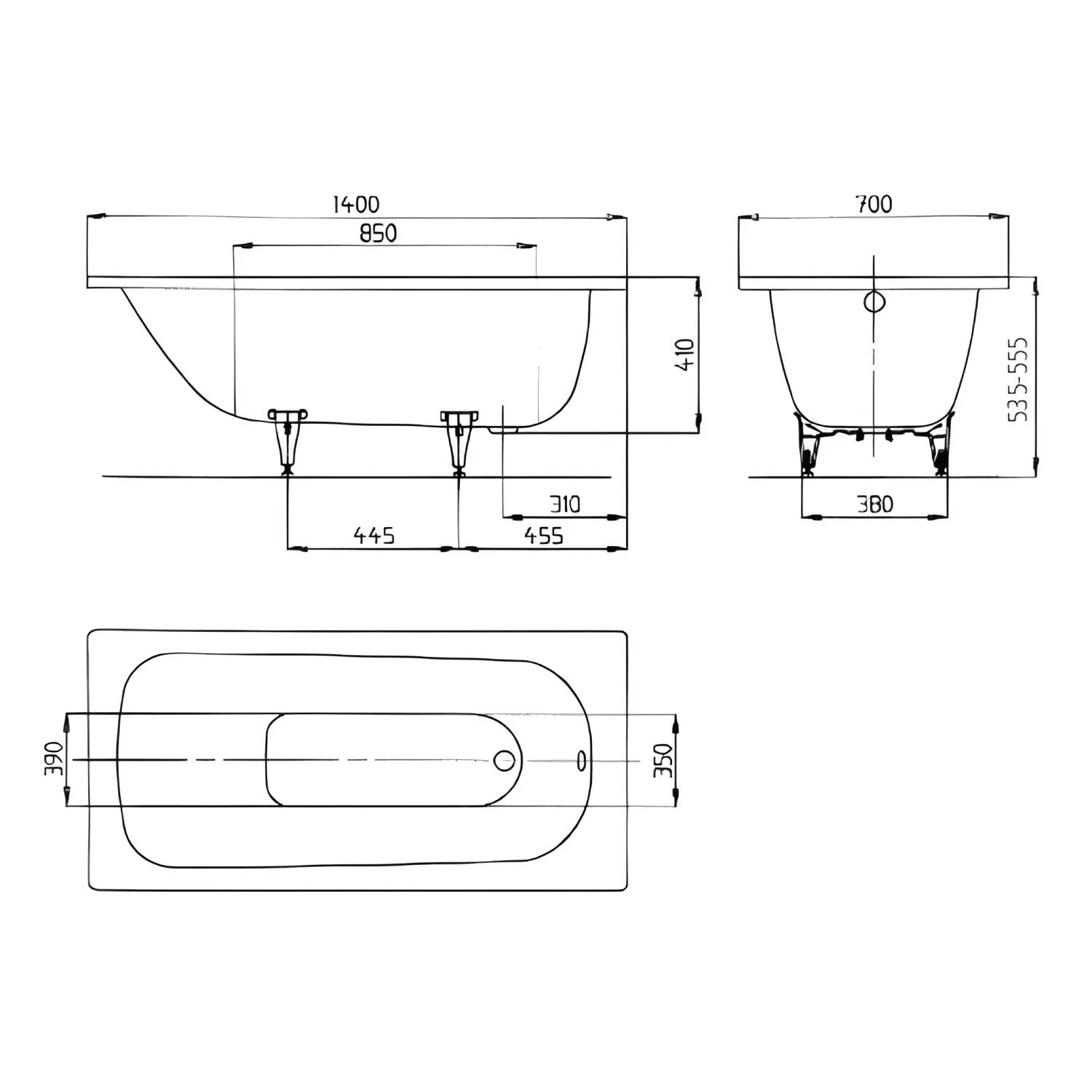 Kaldewei SANIFORM PLUS Mod. 360-1 Badewanne 140 x 70 cm Bild 3