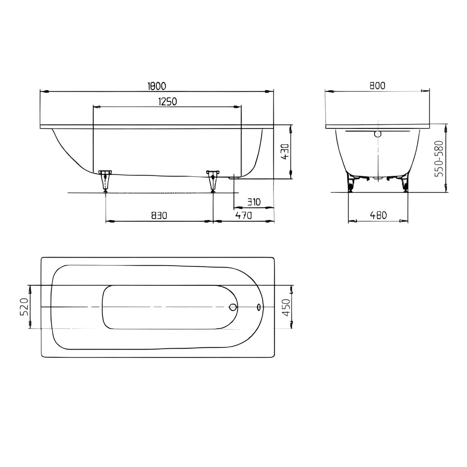 Kaldewei SANIFORM PLUS Mod. 375-1 Badewanne 180 x 80 cm Bild 3