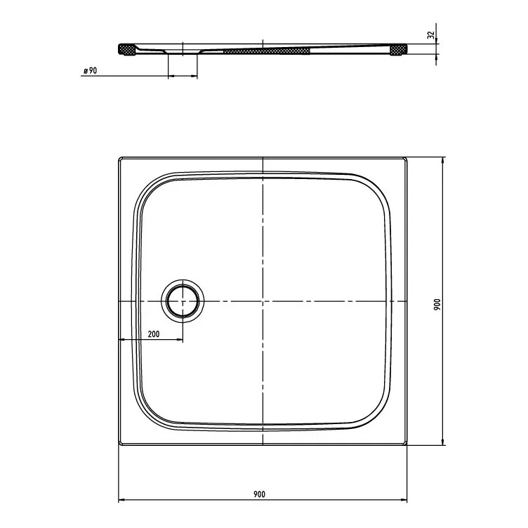 Kaldewei CAYONOPLAN 2254-5 Duschwanne 90 x 90 cm, inkl. Wannenträger extraflach Bild 5