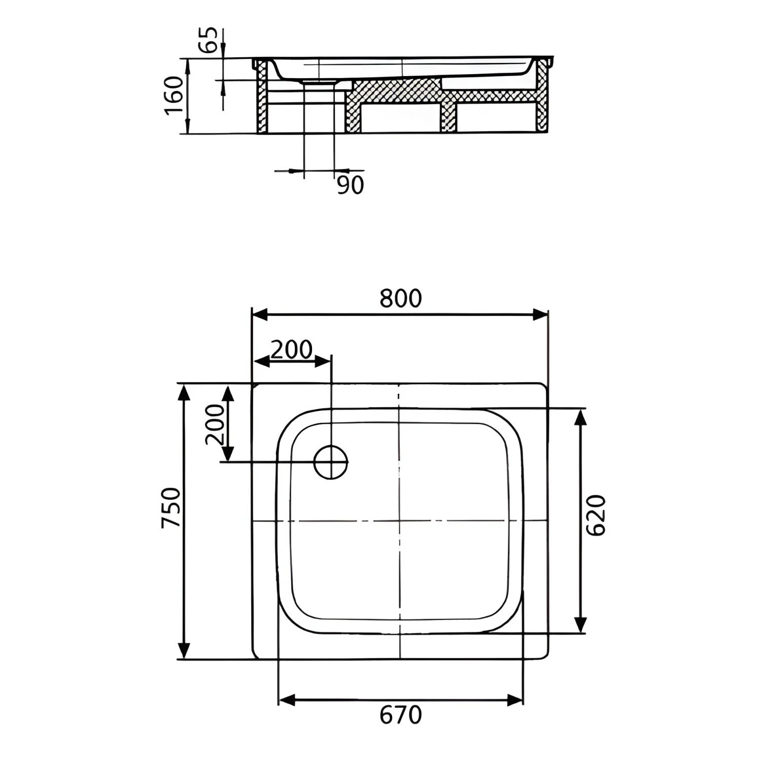 Kaldewei Duschplan 554-1 Duschwanne 75 x 80 x 6,5 cm Bild 4
