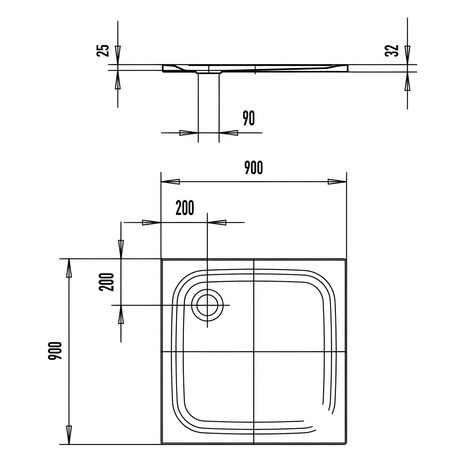 Kaldewei SUPERPLAN CLASSIC 390-1 Duschwanne 90 x 90 cm mit Secure Plus Bild 5