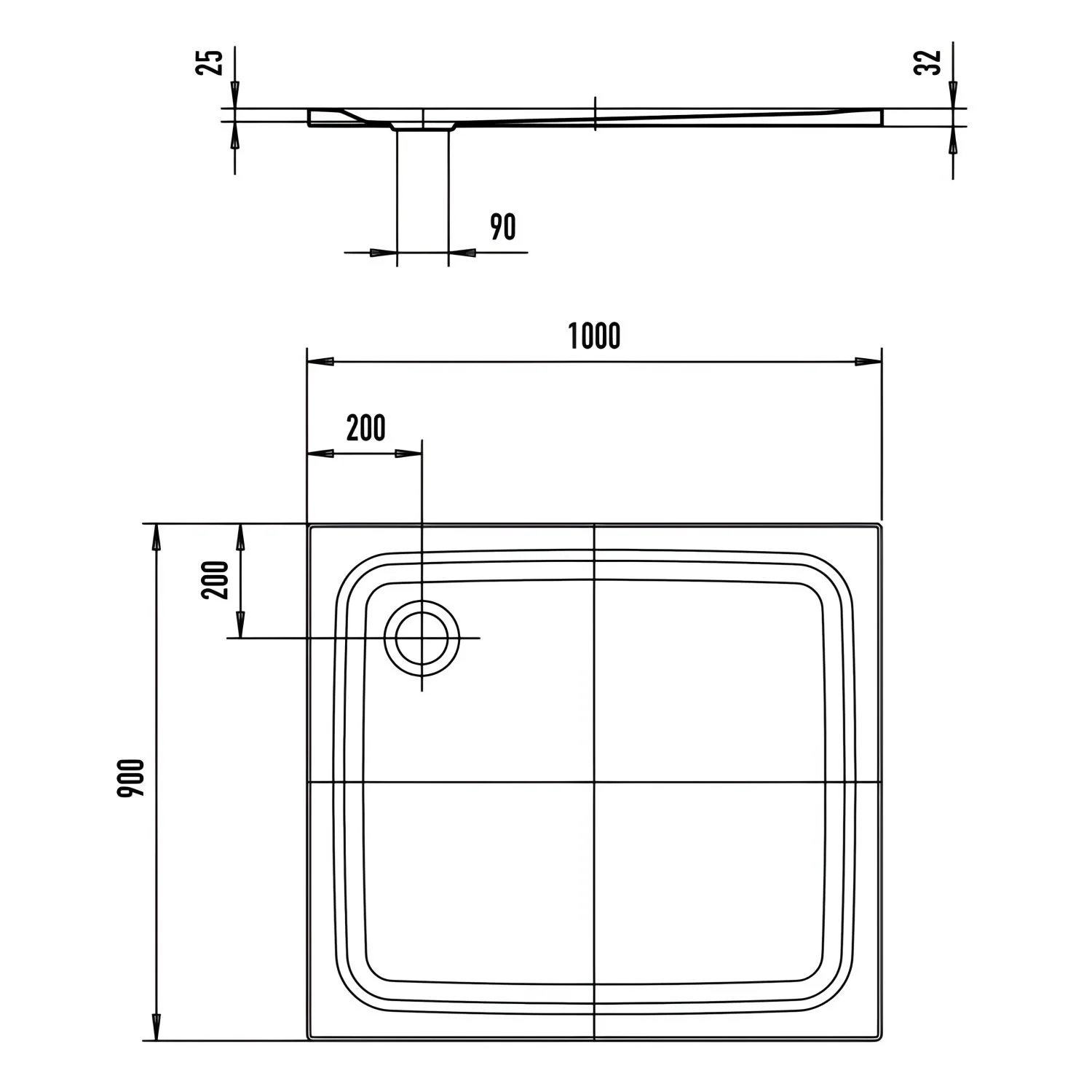 Kaldewei SUPERPLAN CLASSIC 404-1 Duschwanne 90 x 100 cm mit Secure Plus Bild 5