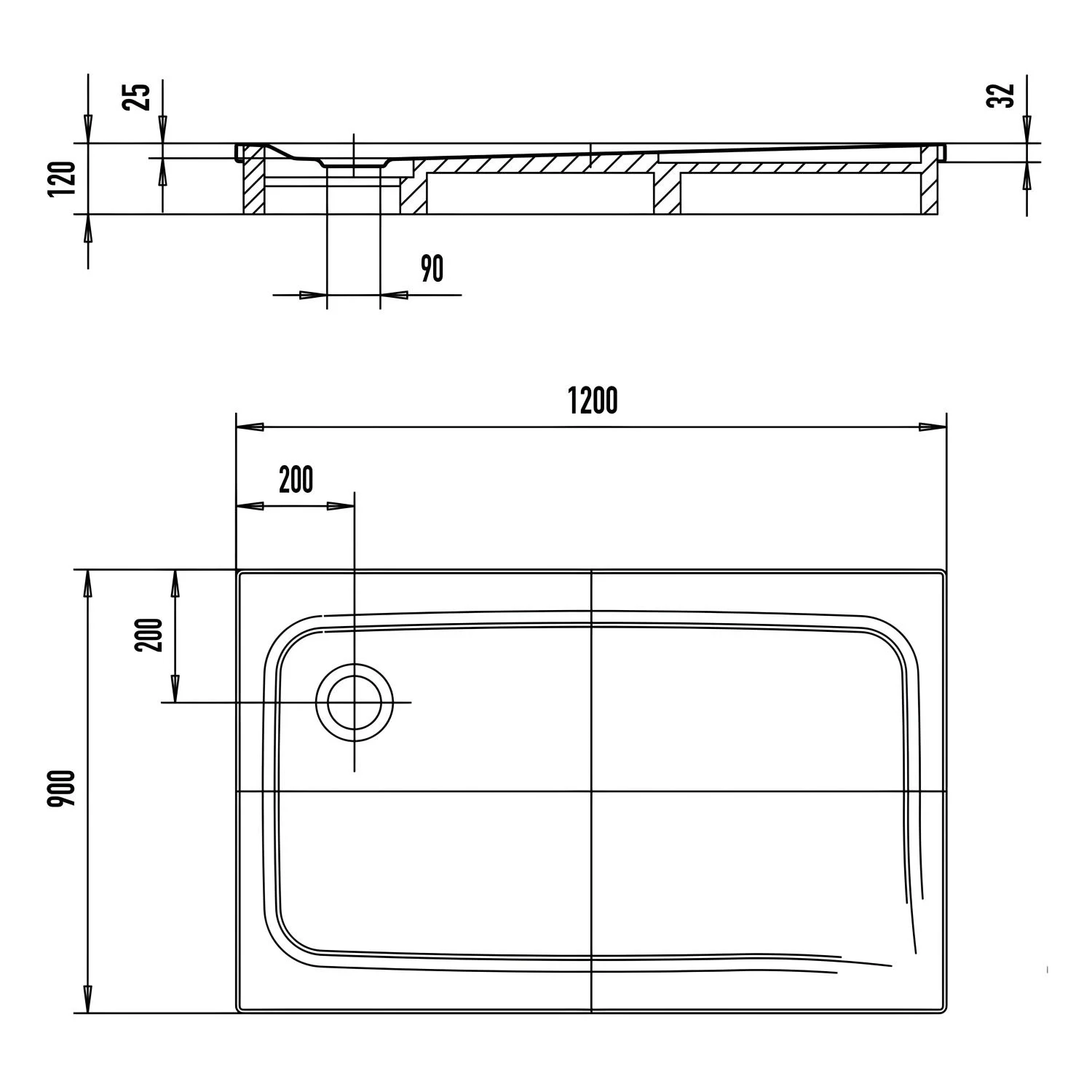 Kaldewei SUPERPLAN CLASSIC 406-2 Duschwanne 90 x 120 cm mit Secure Plus, inkl. Wannenträger Bild 5