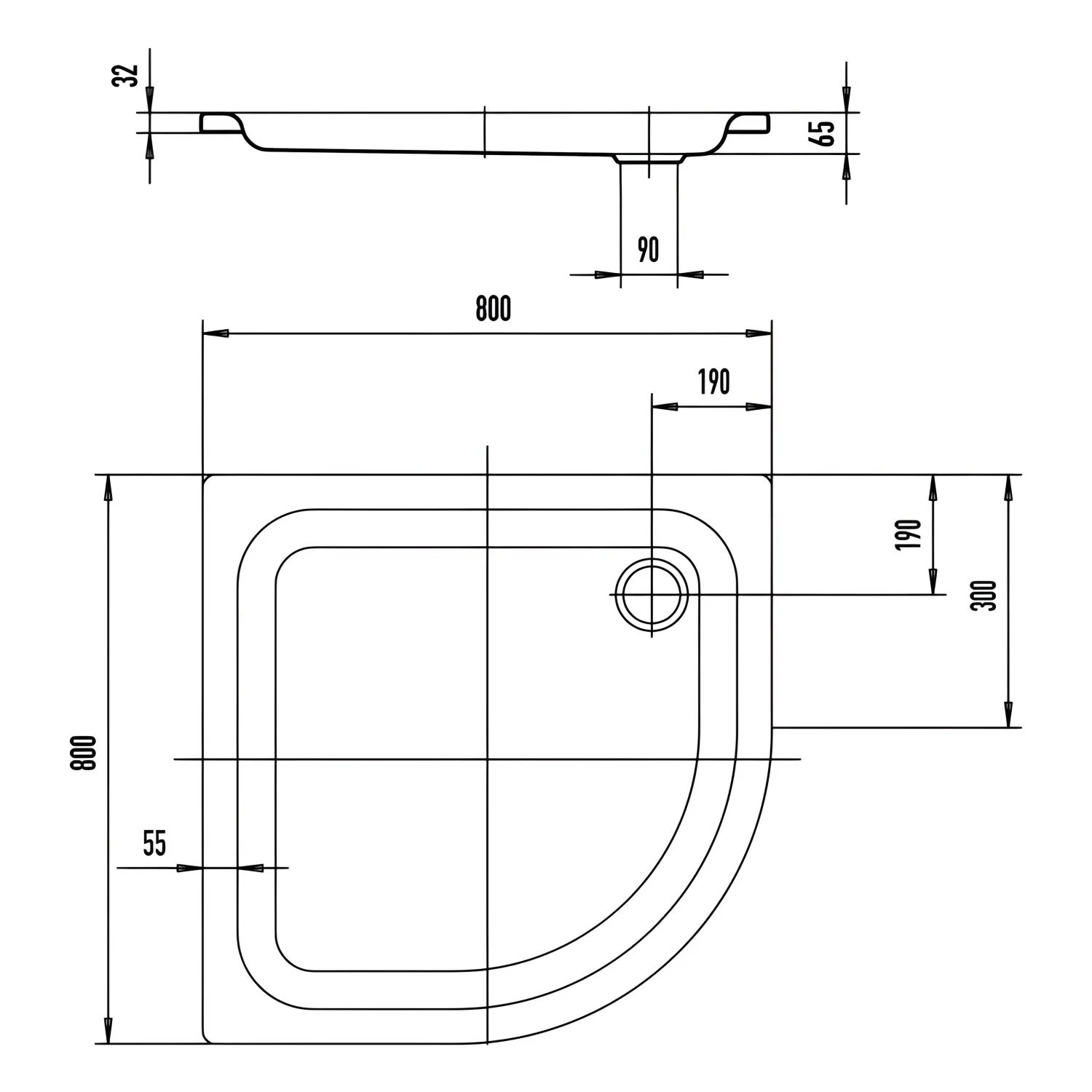 Kaldewei Zirkon 511-1 Viertelkreis-Duschwanne 80 x 80 x 6,5 cm Bild 2