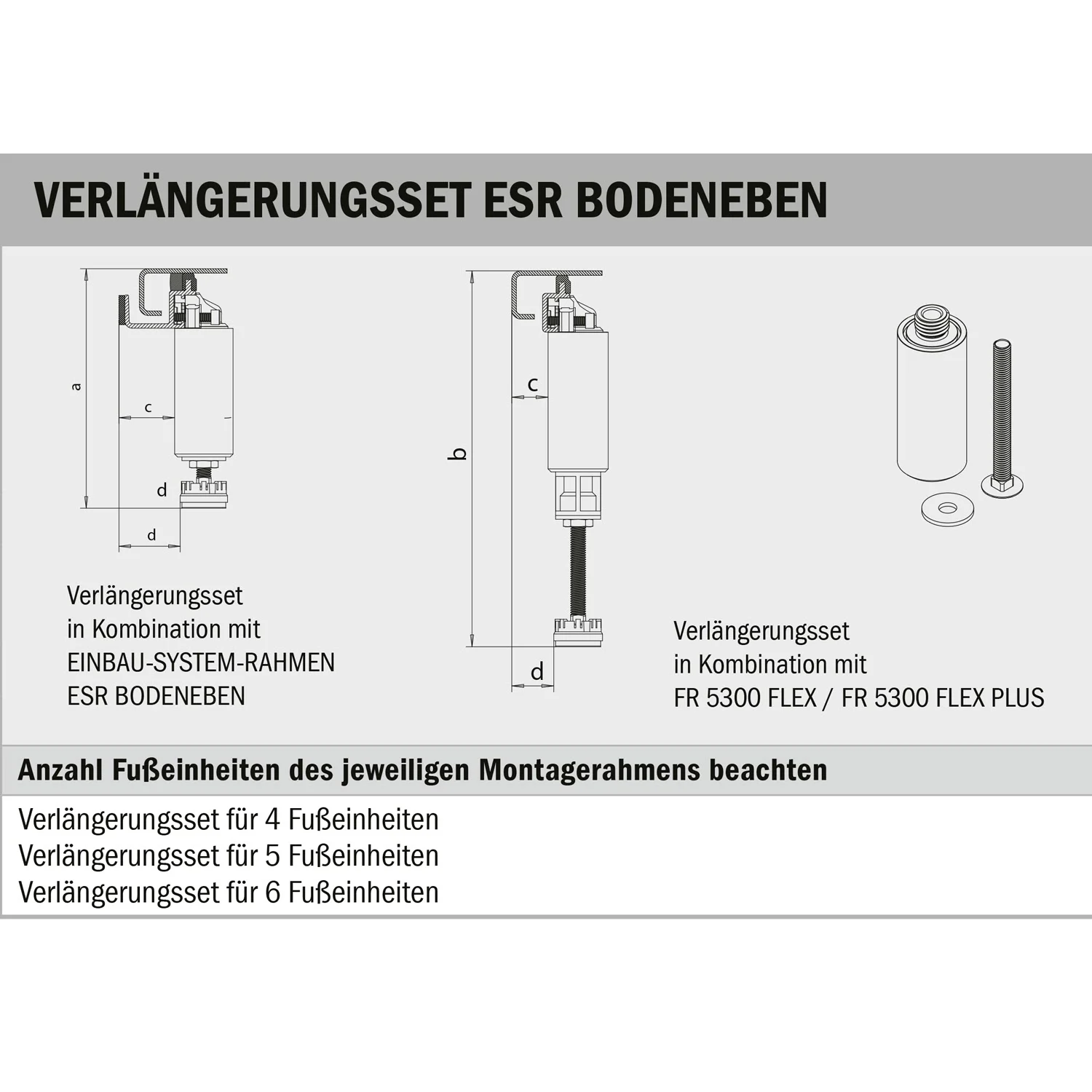 Kaldewei Verlängerungsset für 4 Fußeinheiten Bild 2