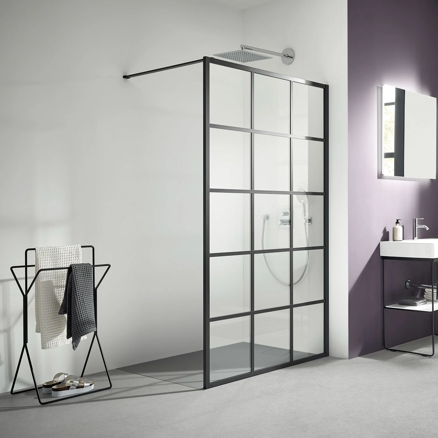 Kermi Dark Edition WALK-IN XD Profil 140 x 200 cm