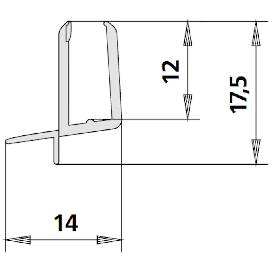 Kermi Ibiza 2000 Dichtleiste waagerecht 98,5 cm für Schwingtür Bild 2