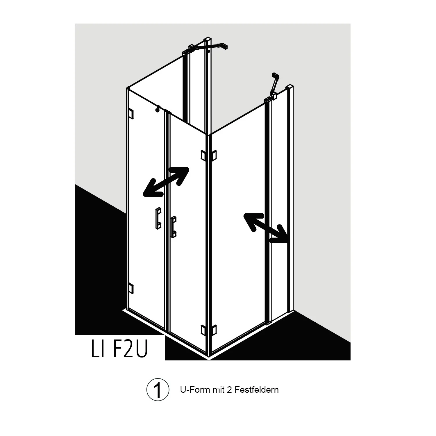 Kermi Liga U-Form Pendel Falttüren mit Festfeldern 90 x 90 cm Bild 4